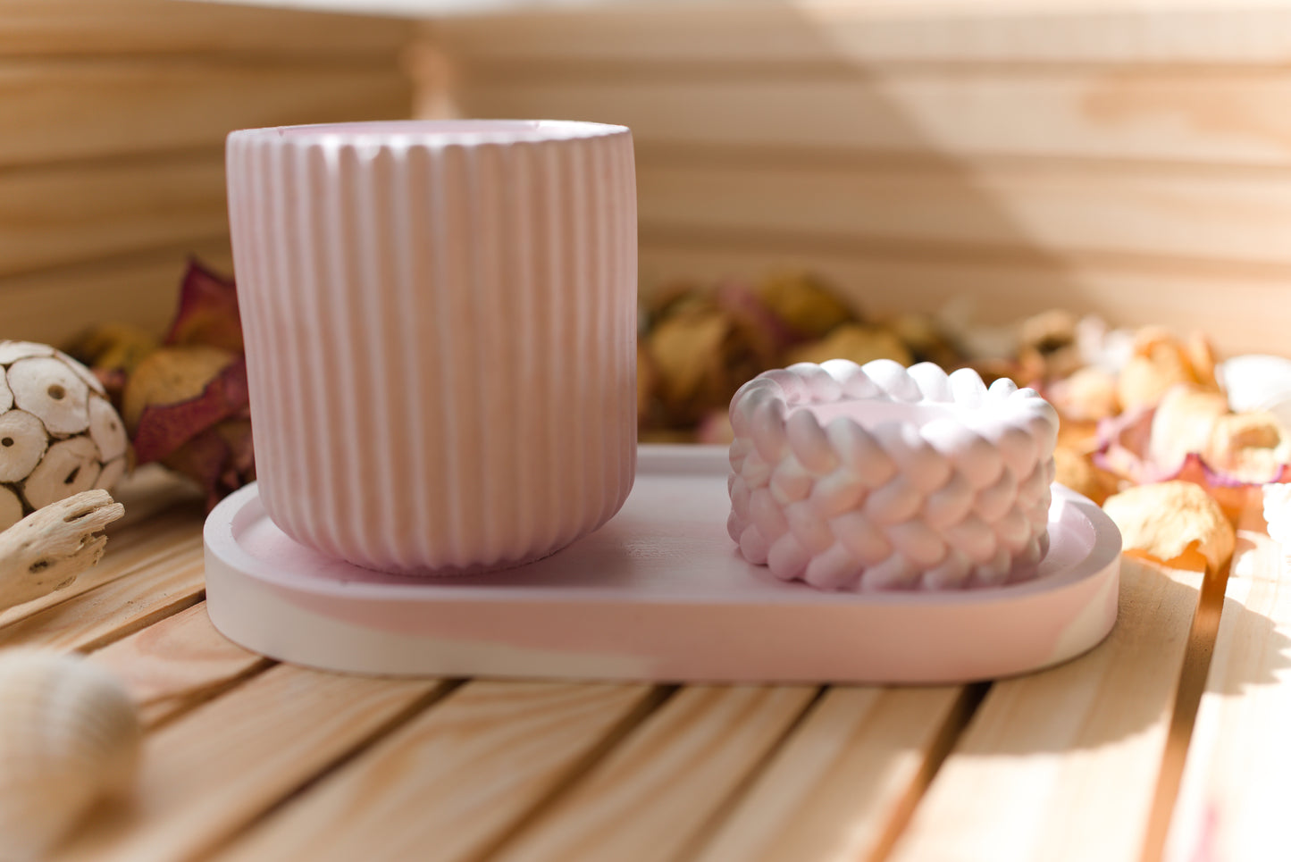 Set décoratif en céramique – Plateau avec deux autres pièces