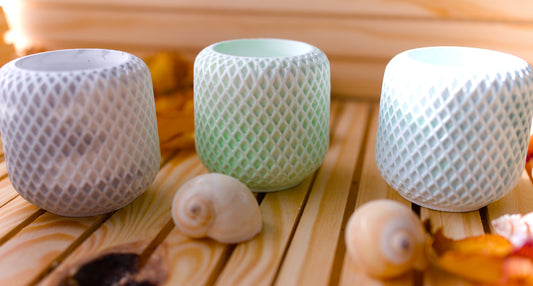 Pot cylindrique en céramique texturée – pot décoratif fait main – rangement artisanal minimaliste