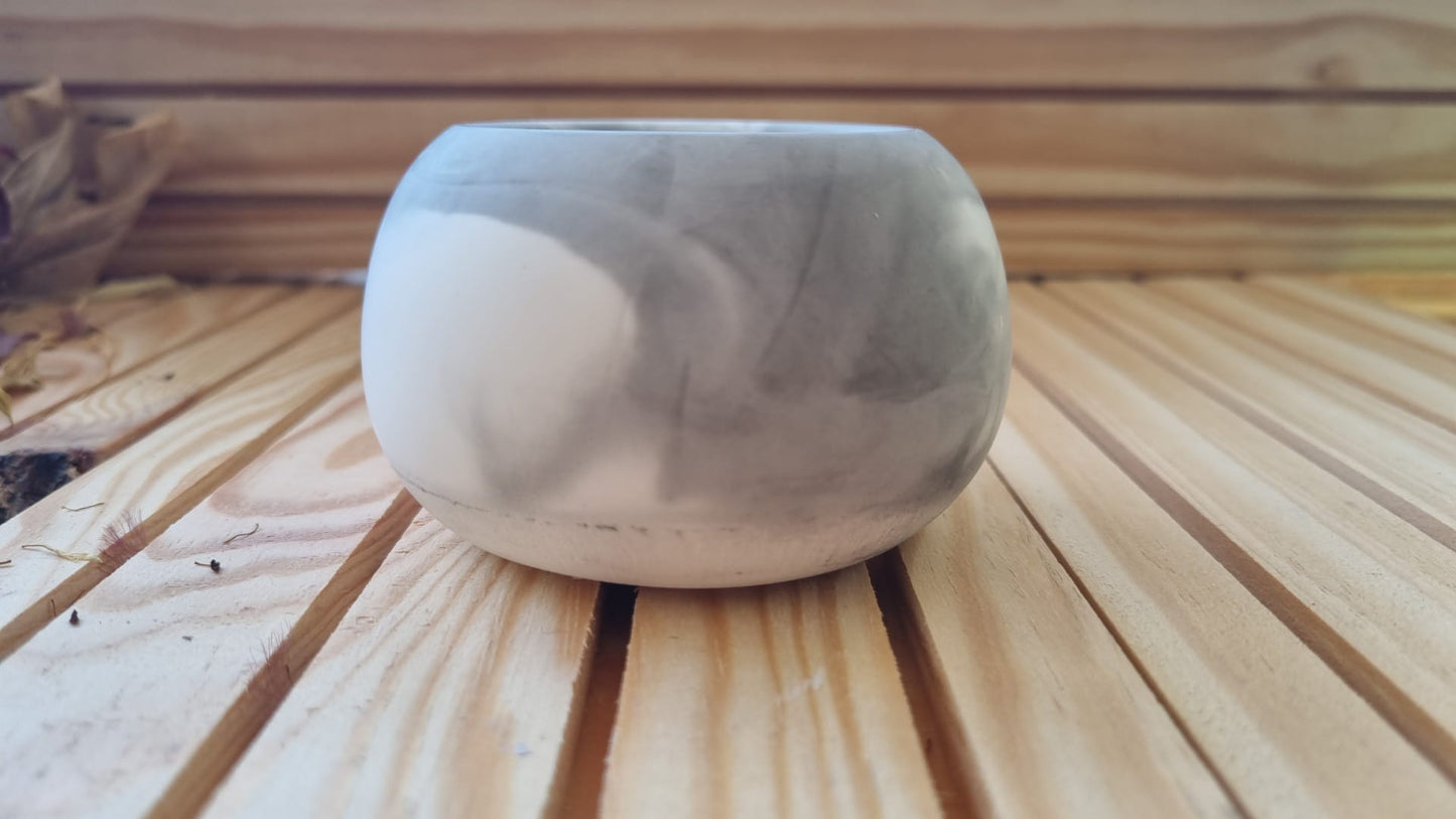 Petit pot de rangement rond en céramique marbrée – pot décoratif artisanal fait main – idée cadeau unique