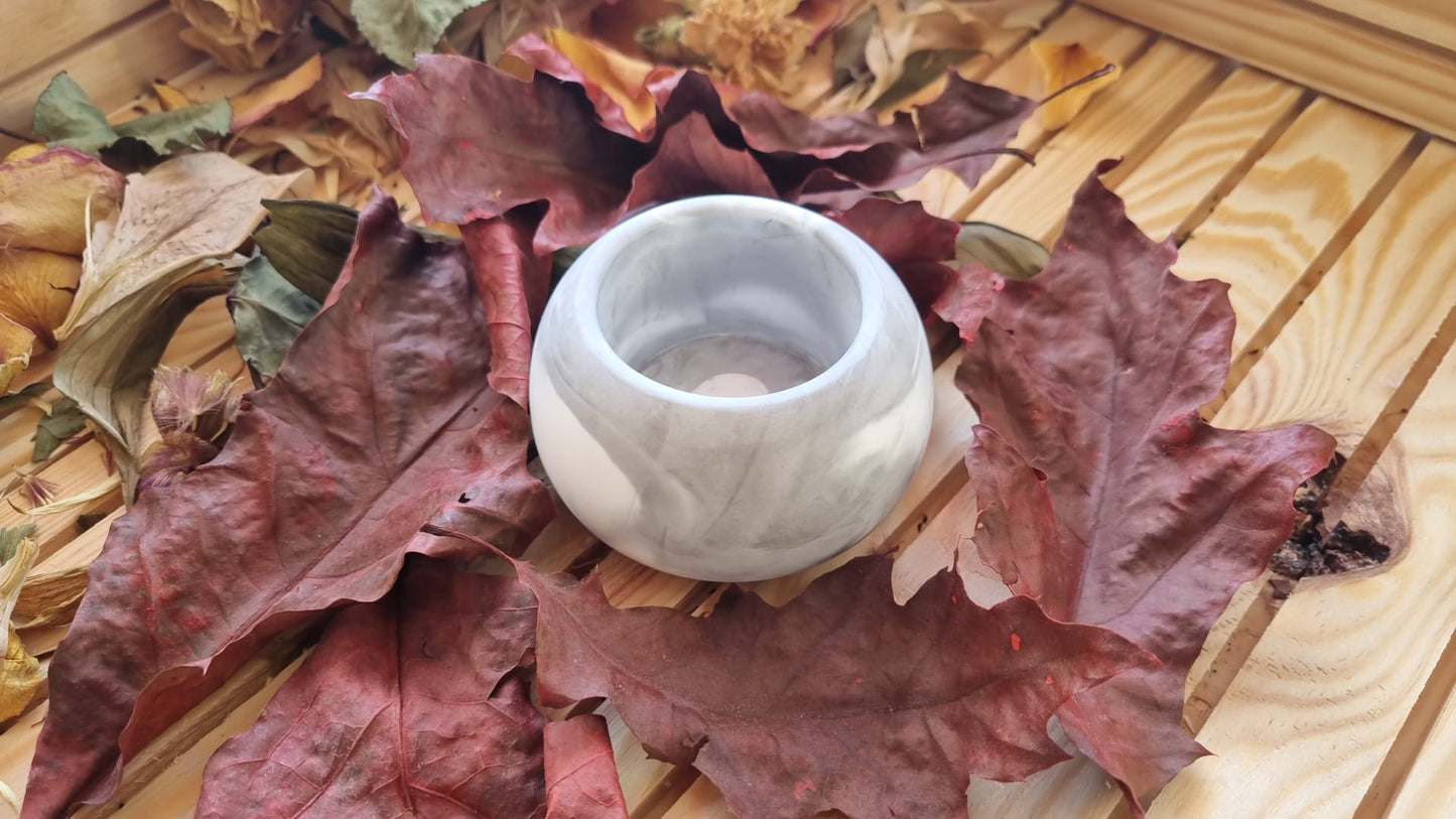 Petit pot de rangement rond en céramique marbrée – pot décoratif artisanal fait main – idée cadeau unique