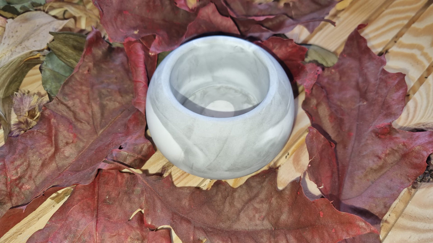 Petit pot de rangement rond en céramique marbrée – pot décoratif artisanal fait main – idée cadeau unique
