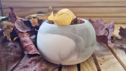 Petit pot de rangement rond en céramique marbrée – pot décoratif artisanal fait main – idée cadeau unique