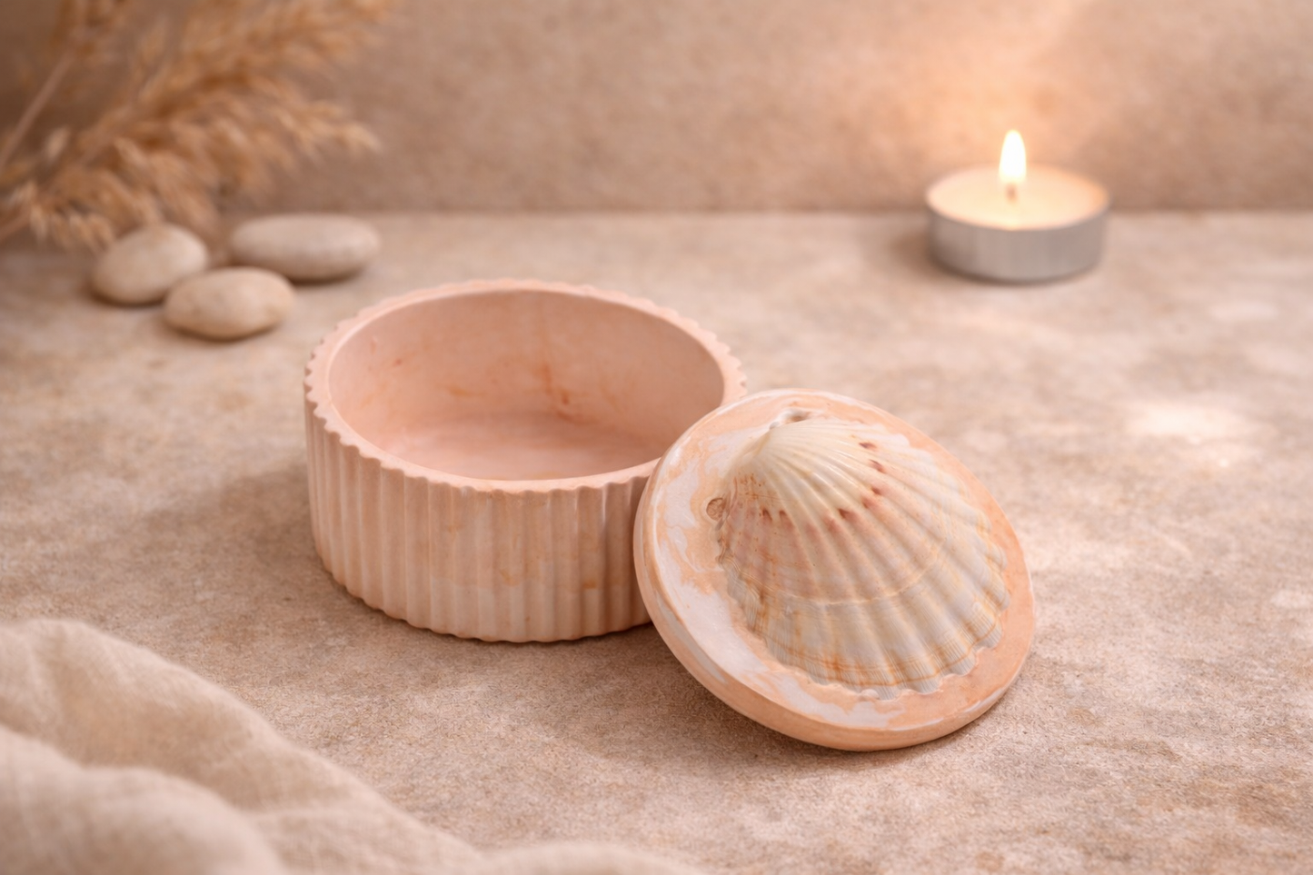 Boîte énergétique en céramique – Coquille Saint-Jacques - Orange