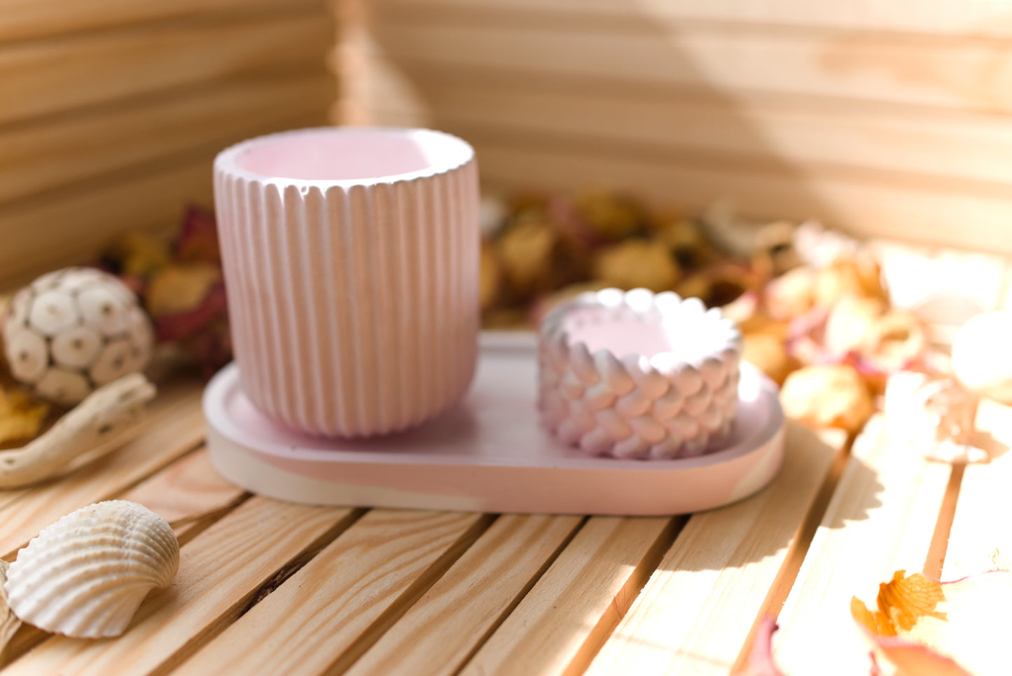 Set décoratif en céramique – Plateau avec deux autres pièces