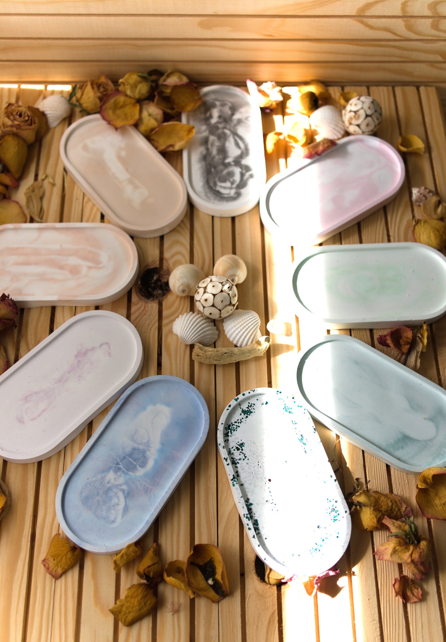 Plateau ovale en céramique marbrée – Vide-poche, repose-bijoux, plateau bougie, déco artisanale minimaliste