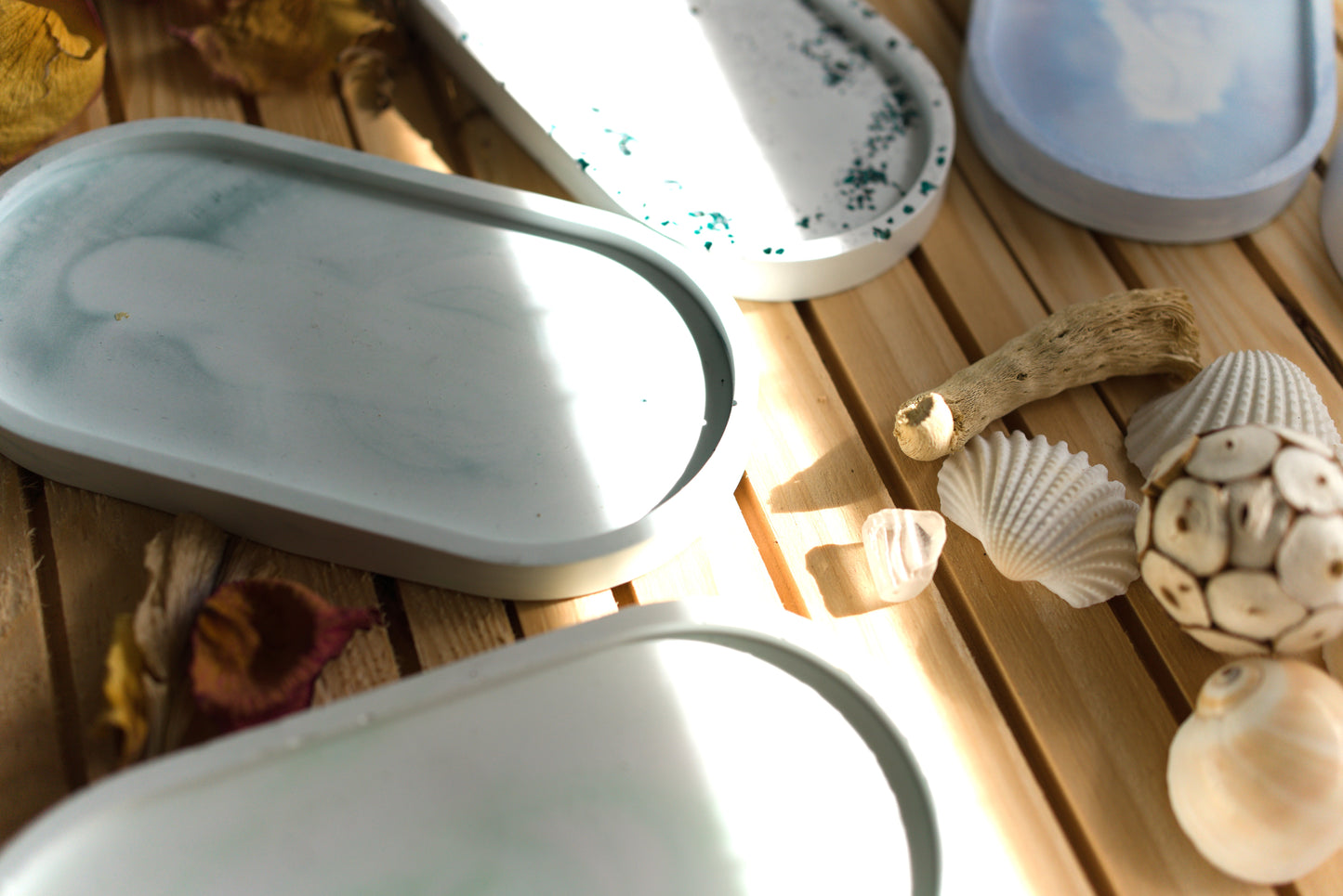 Plateau ovale en céramique marbrée – Vide-poche, repose-bijoux, plateau bougie, déco artisanale minimaliste