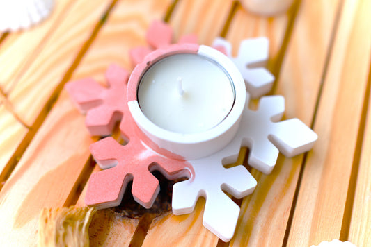 Bougeoir flocon de neige en céramique – Décoration de table de Noël – Support pour bougie chauffe-plat