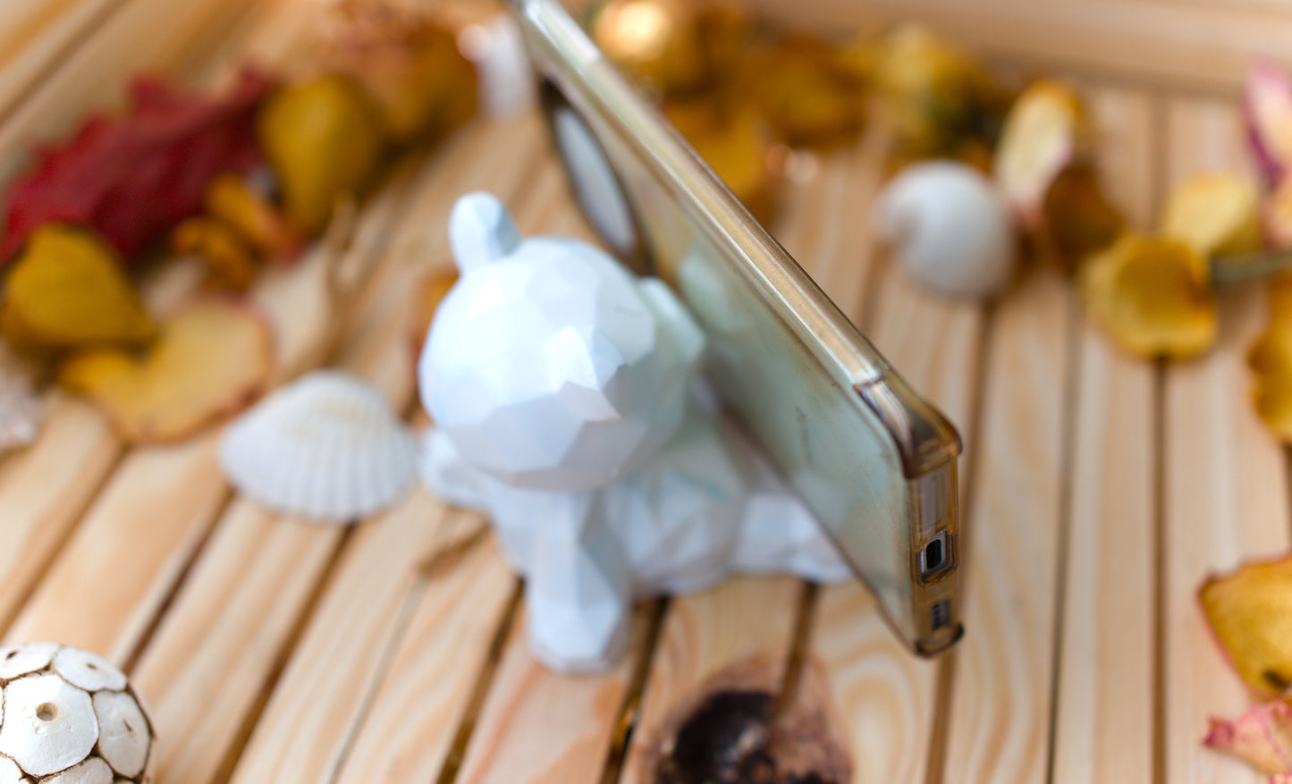 Support-téléphone en forme d’ours géométrique – Objet déco moderne en céramique