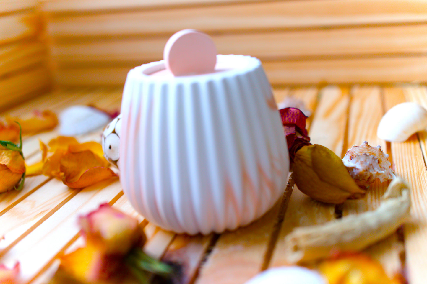 Boîte de rangement avec couvercle – Design côtelé élégant