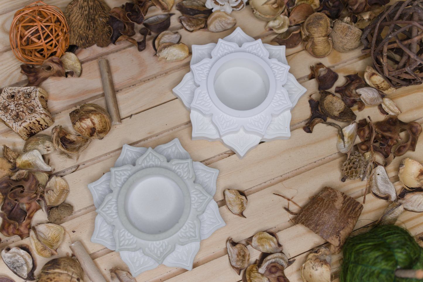 Bougeoir Fleur Mandala – Motifs Hindous en Céramique – Sérénité & Élégance