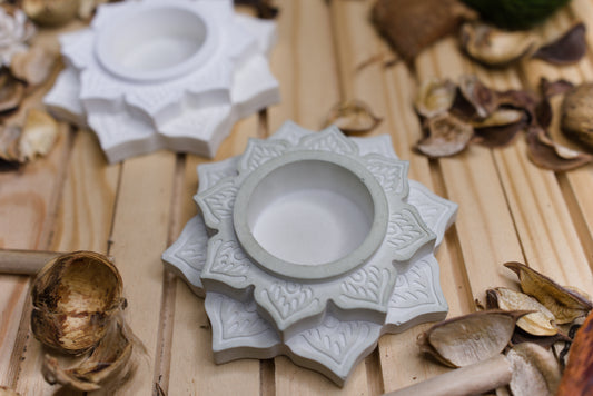 Bougeoir Fleur Mandala – Motifs Hindous en Céramique – Sérénité & Élégance