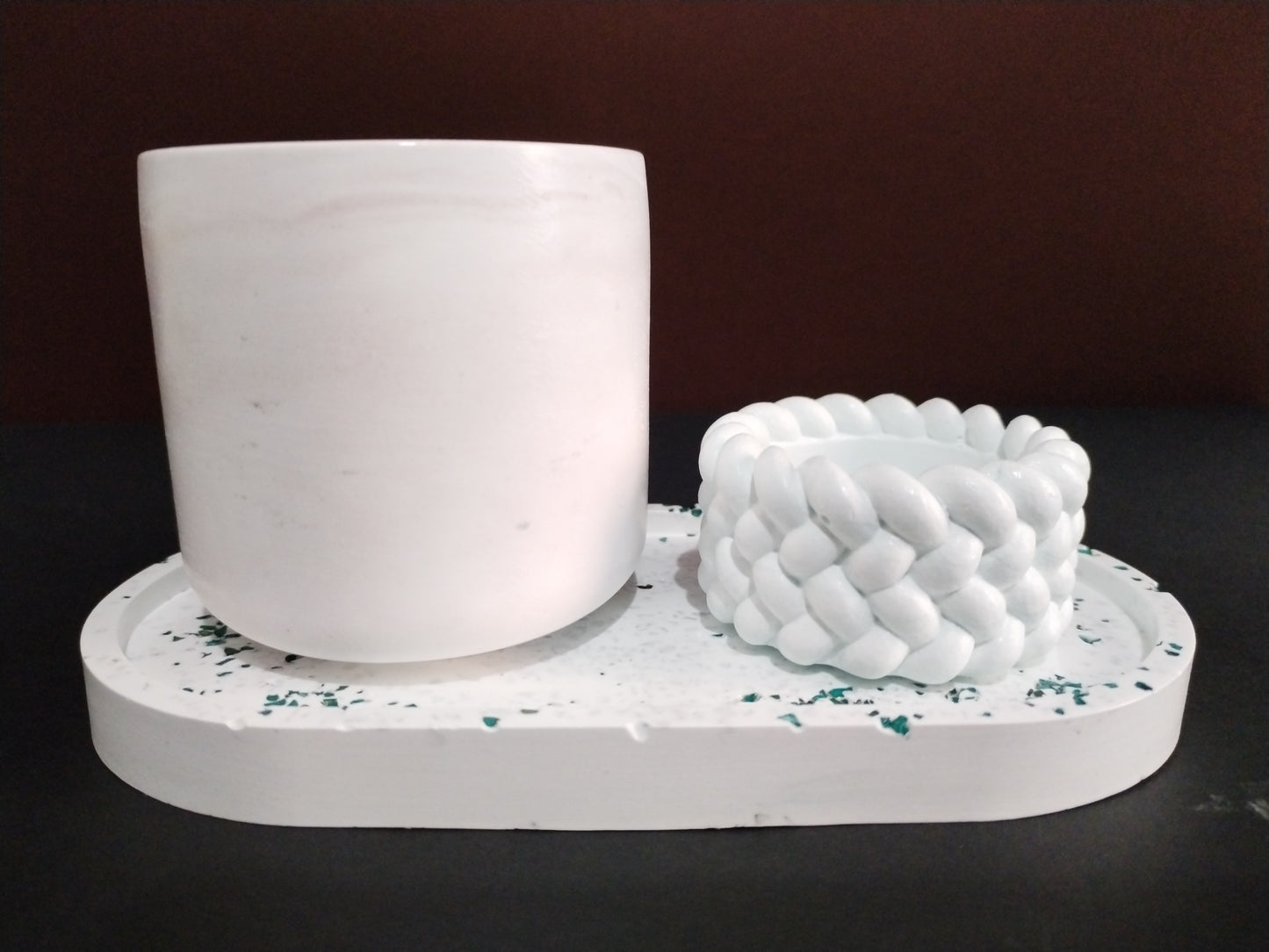 Set décoratif en céramique – Plateau avec deux autres pièces