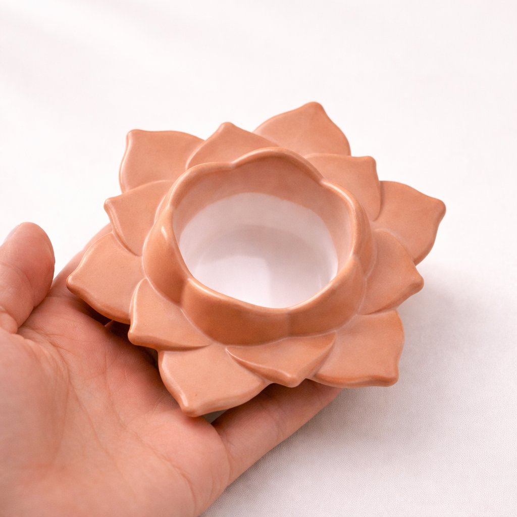 Bougeoir en céramique – Lotus bronze