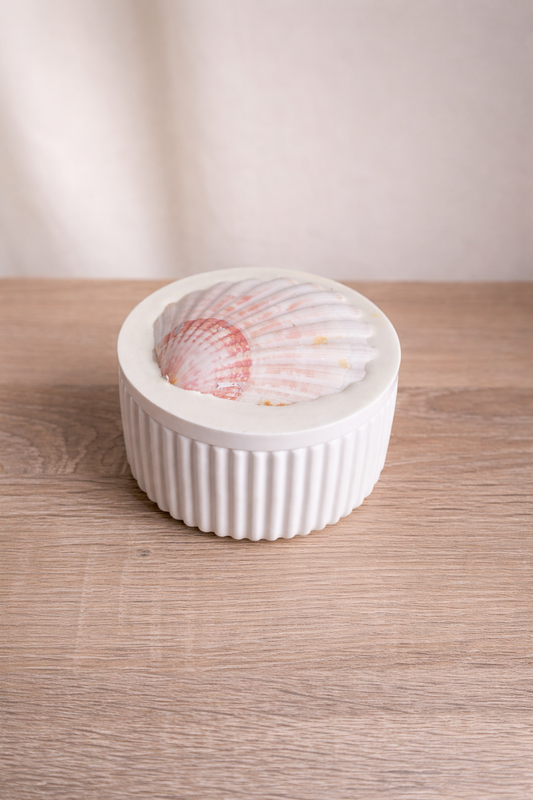 Boîte énergétique en céramique jaune – Coquille Saint-Jacques