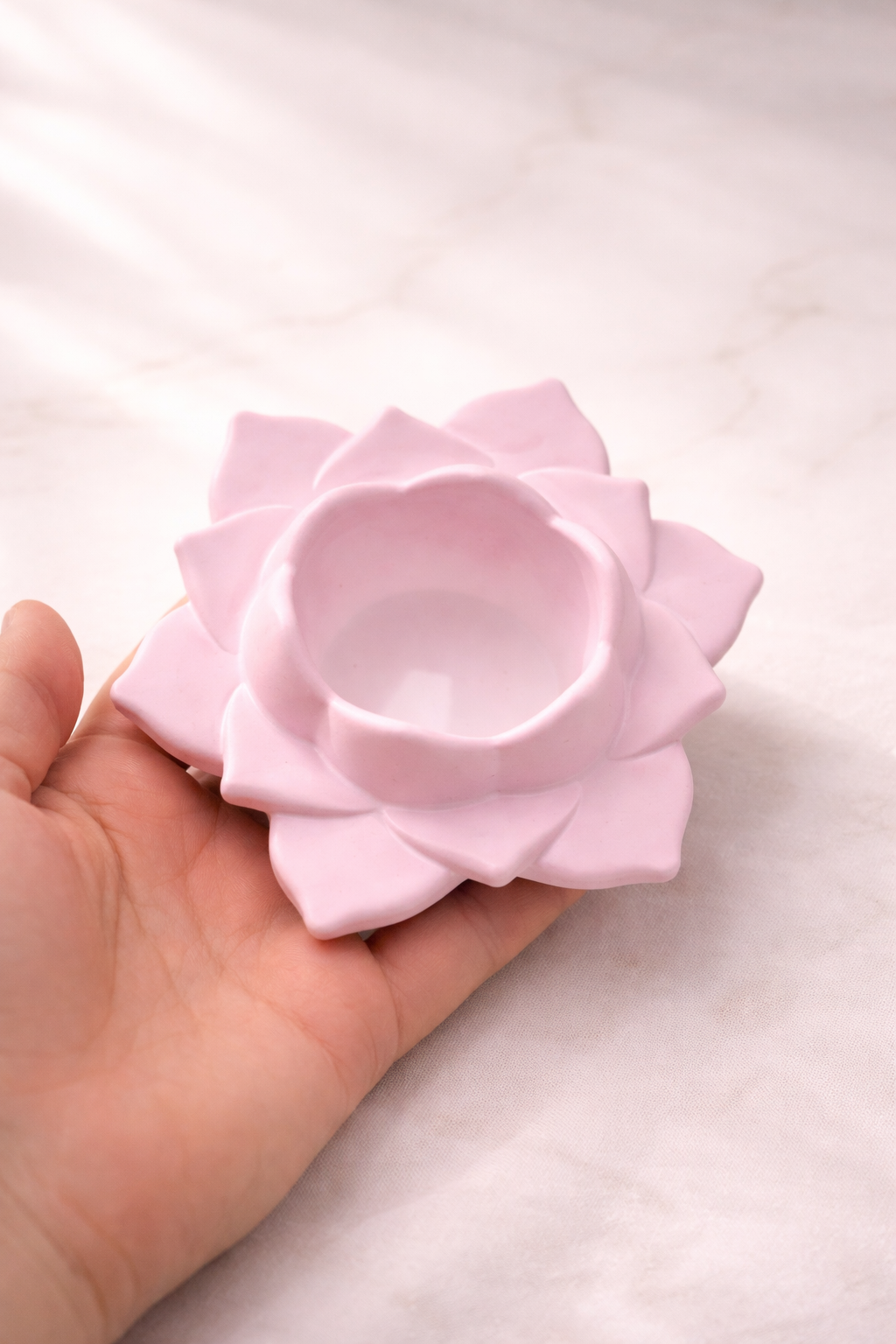 Bougeoir en céramique – Lotus rose